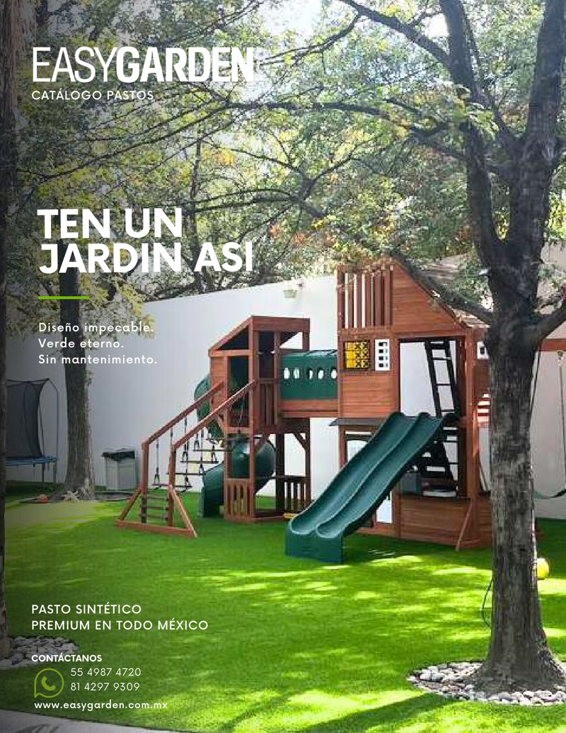 portada del catálogo general EasyGarden 2026 con jardín residencial y casa de madera para niños · Sportmaster México