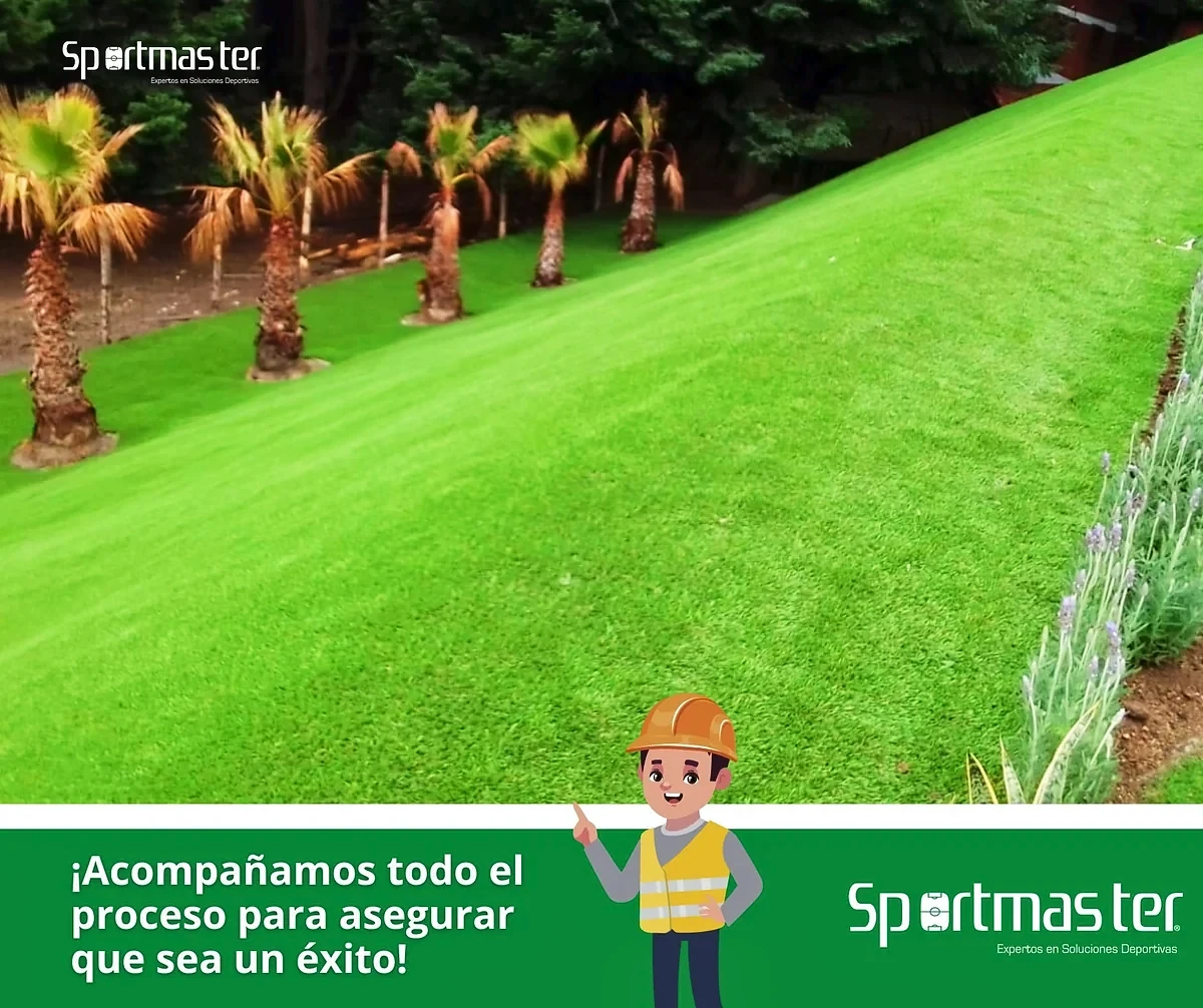 Detalle del pasto sintético del área verde con pasto sintético en Ajusco, Ciudad de México