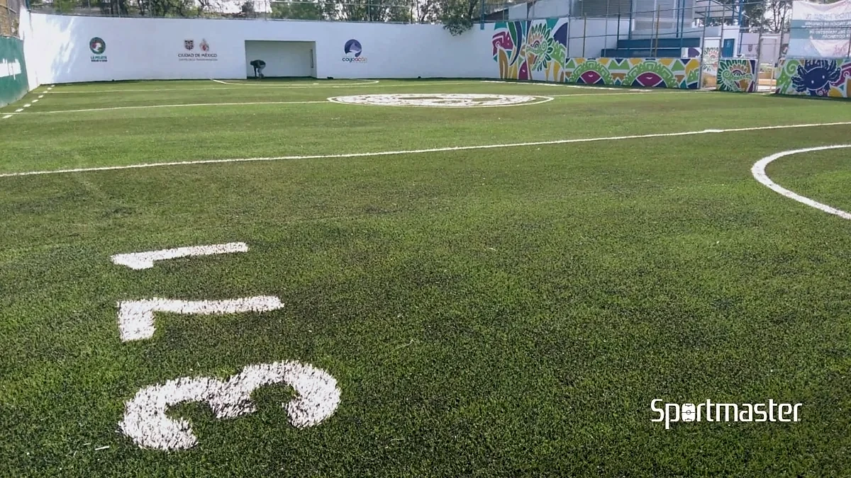 Cancha de fútbol rápido con pasto sintético en Deportivo Emiliano Zapata, Coyoacán
