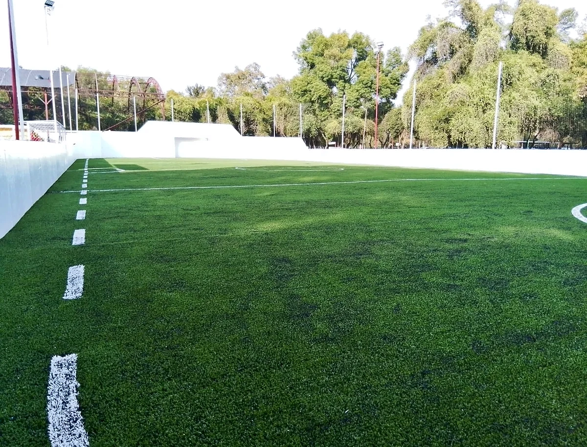 Cancha de fútbol rápido con pasto sintético en Lidgar, Gustavo A. Madero, Ciudad de México: otra vista de la cancha