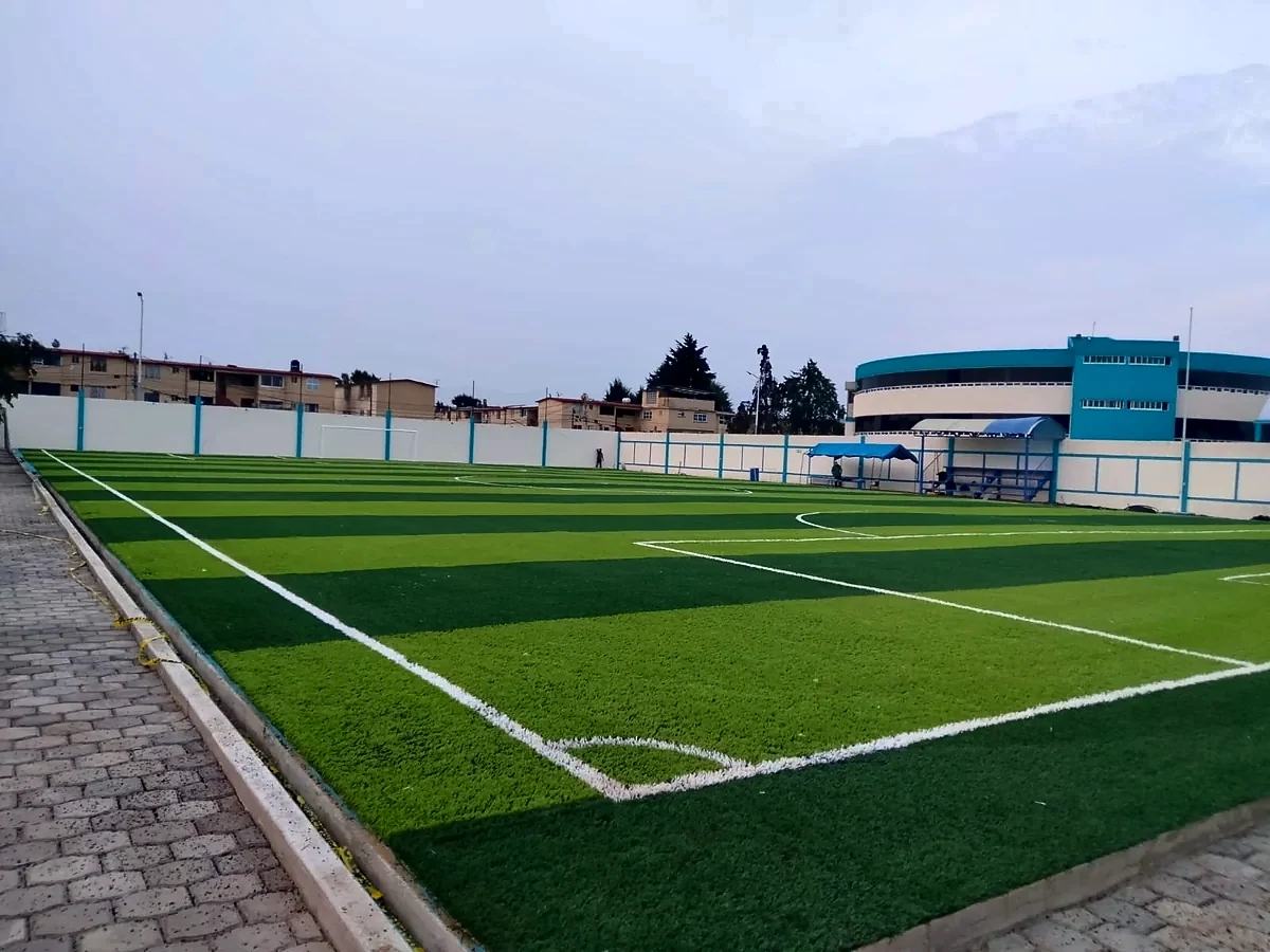 Cancha de fútbol 7 con pasto sintético en Cancha Husky 1, Metepec, Estado de México: otra vista de la cancha de fútbol 7