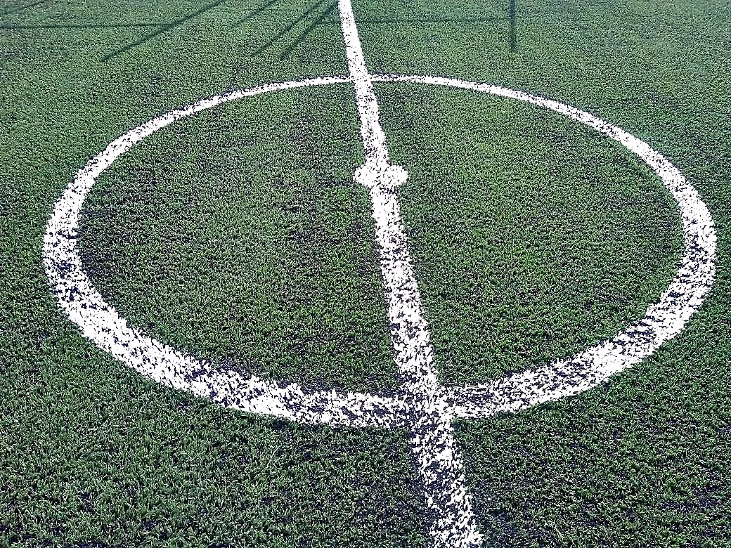 Detalle del pasto sintético de la cancha de fútbol 7 en Zumpahuacan, Estado de México