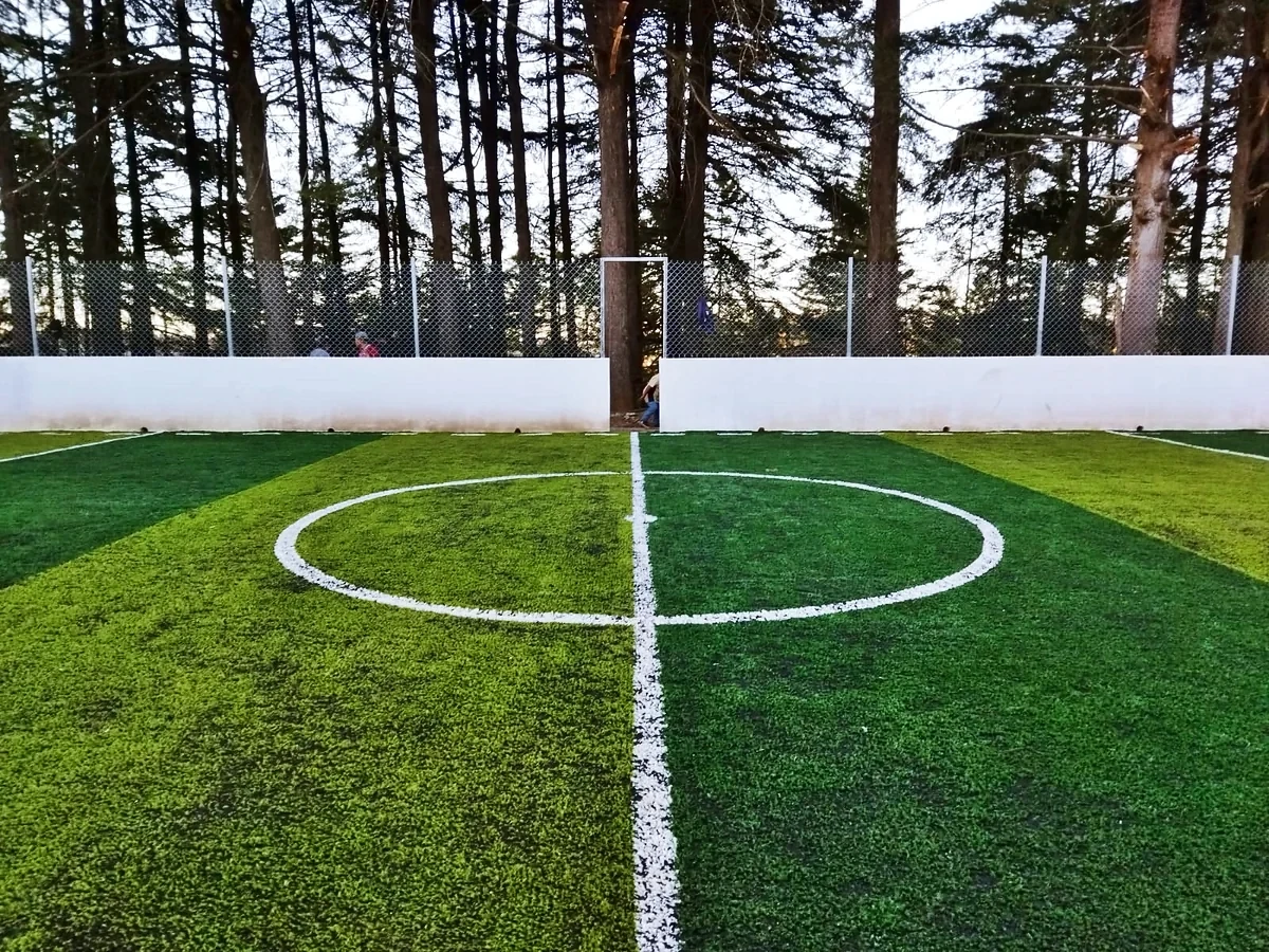 Cancha de fútbol rápido con pasto sintético en El Oro, Estado de México: otra vista de la cancha