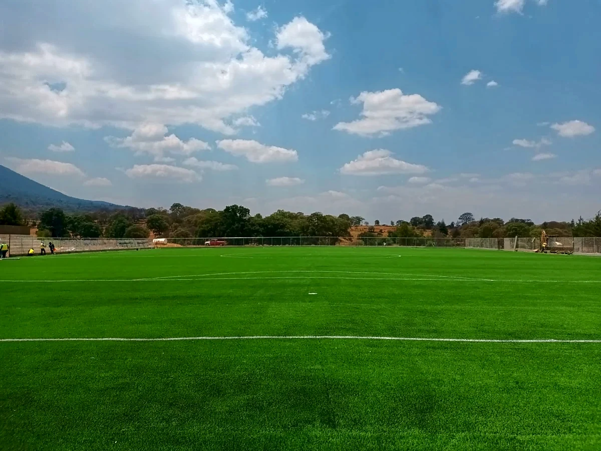 Cancha de fútbol soccer con pasto sintético en Cancha Futbol San Pedro del Rosal, Estado de México: otra vista de la cancha