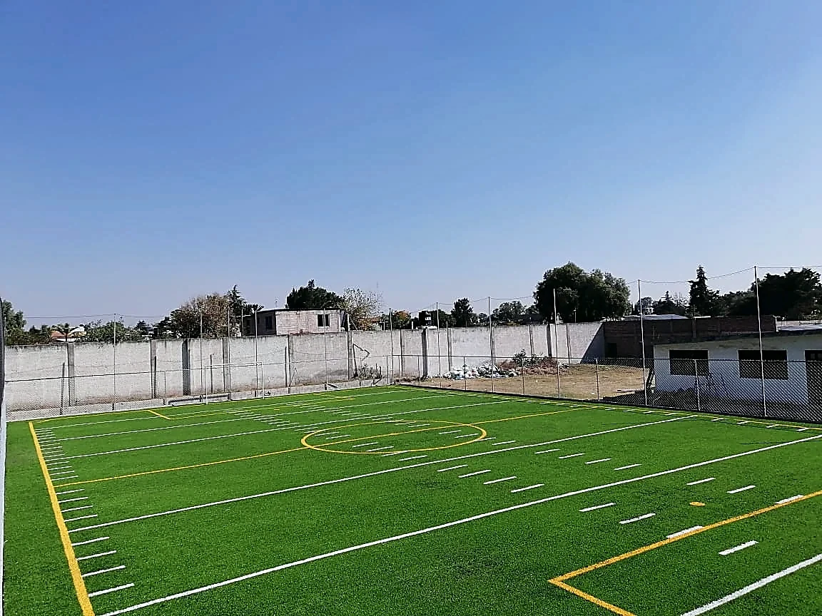 Cancha de tochito con pasto sintético en San Sebastián, Zumpango, Estado de México