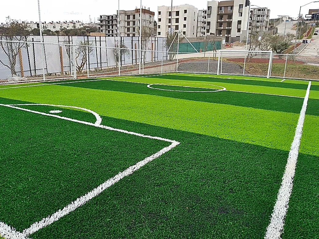 Cancha de fútbol 5 con pasto sintético en Carpin, Querétaro, Querétaro: otra vista de la cancha