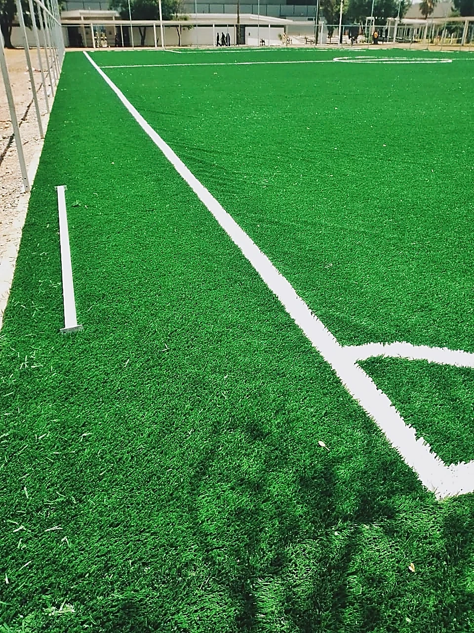 Detalle del pasto sintético de la cancha de fútbol 7 en San Luis Potosí, San Luis Potosí