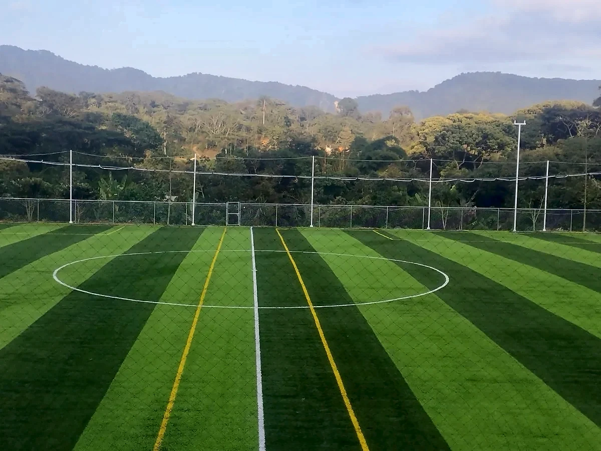 Cancha de fútbol soccer con pasto sintético en Campo Deportivo Bicentenario, Ixhuatlán del Café